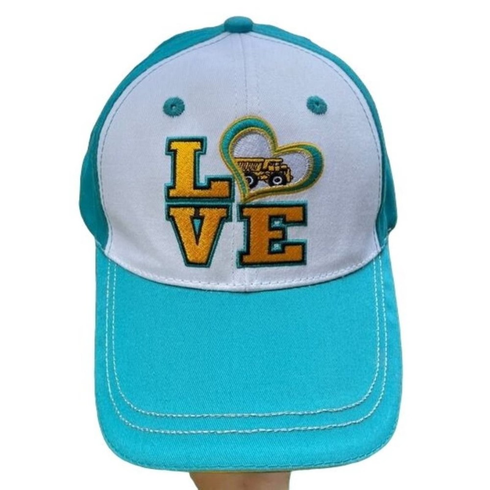 CAT Baseball Hat Love Caterpillar Heavy Equipment Machines Sky Blue Adjustable